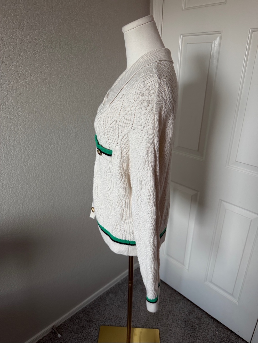 Marled Cream Open-Weave Knit Cardigan - Picture 3 of 5